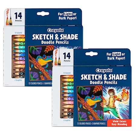 Crayola Doodle & Draw Sketch & Shade Doodle Pencil, 14 Colors, 2PK 68-2116